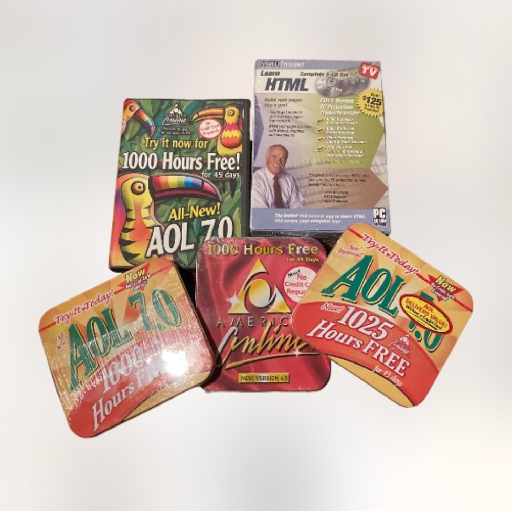 Factory sealed NWT america online AOL and html video professor 5 pack bundle